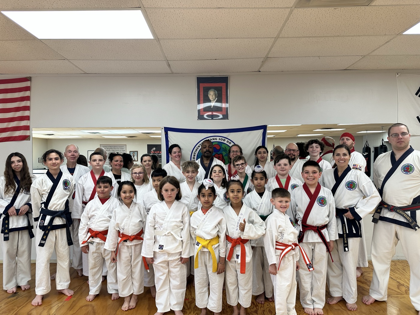 Kingston Martial Arts students of all ages together in class